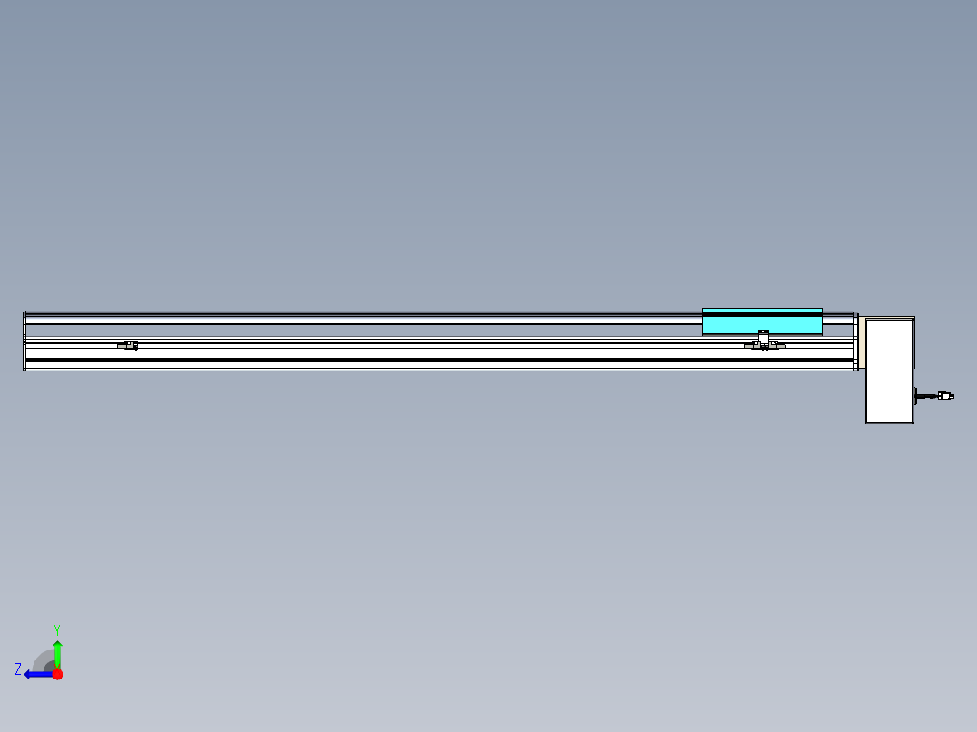 同步带滑台-半封闭B22H-L100-C-S1200-RD-P75-D3-N5右视图