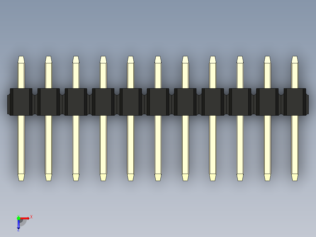 彩色公头100mil（2.54mm）系列-DS1021_black_1x11p_100mil_Type1_rev1.0俯视图