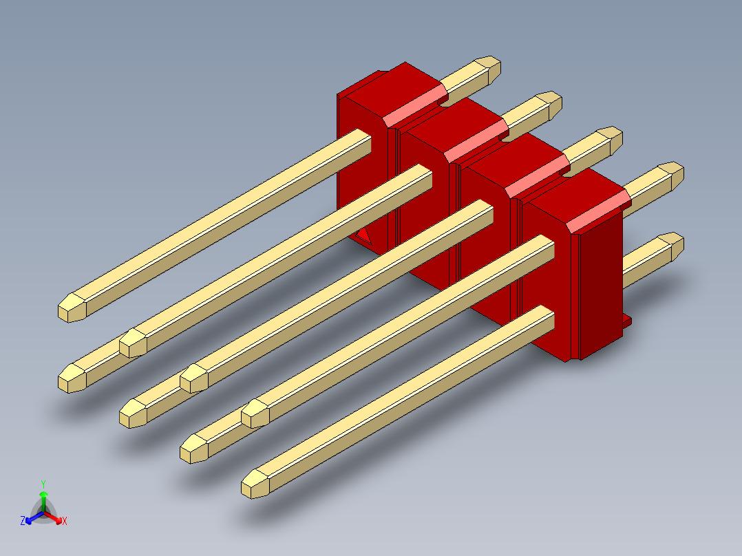 彩色公头100mil（2.54mm）系列-DS1021_red_2x04p_100mil_Type5_rev1.0