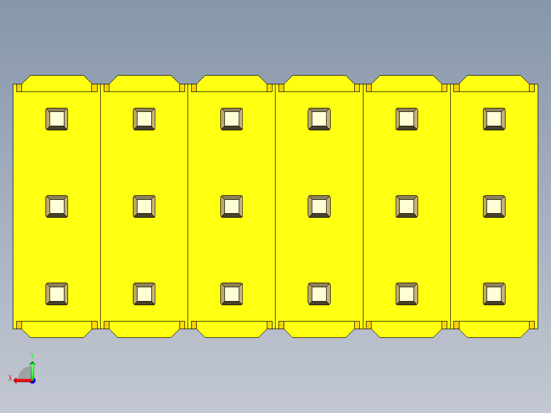 彩色公头100mil（2.54mm）系列-DS1021_yellow_3x06p_100mil_Type19_rev1.0后视图