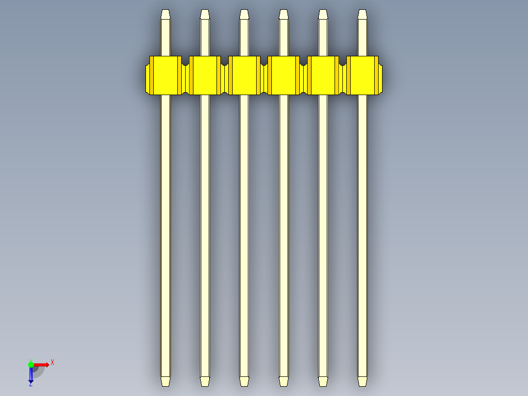 彩色公头100mil（2.54mm）系列-DS1021_yellow_3x06p_100mil_Type19_rev1.0俯视图