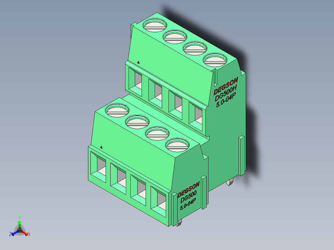 DEGSON DG500 系列 5.05.087.62mm 接线端子-DG500A-5.0-08P-14-00AH正等轴测图