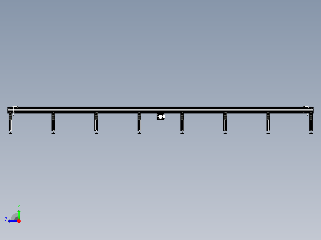 铝型材辊道输送机三维右视图