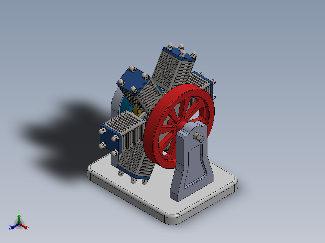 星形发动机正等轴测图
