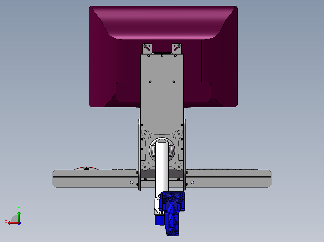 工业显示器支架后视图