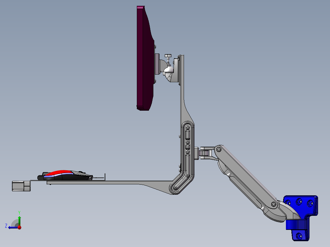 工业显示器支架右视图