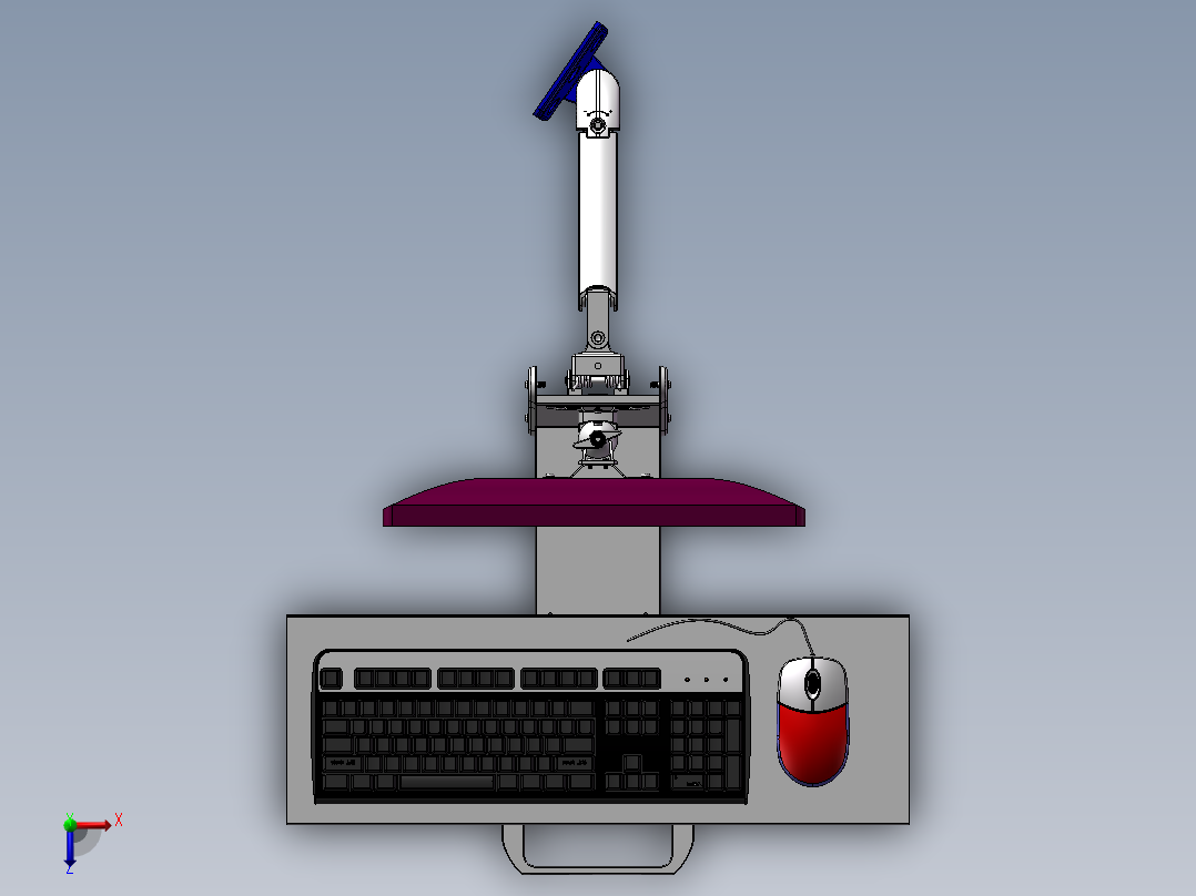 工业显示器支架俯视图
