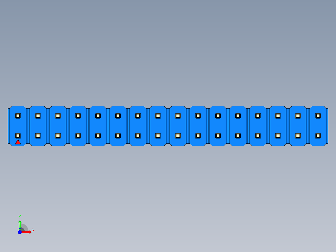 彩色公头100mil（2.54mm）系列-DS1021_blue_2x16p_100mil_Type1_rev1.0前视图