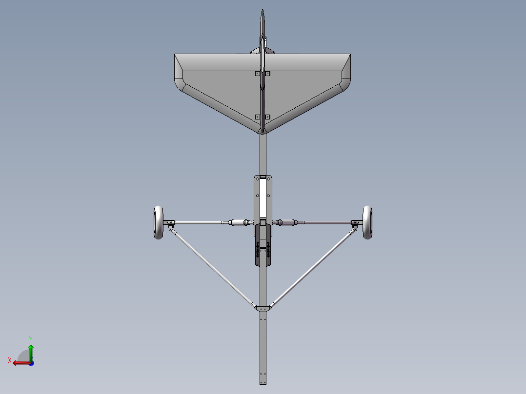 旋翼机3D模型后视图