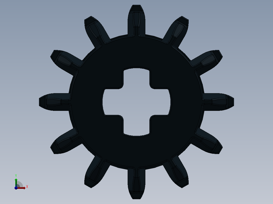 32270 - 4177431 - Black Technic Gear 12 Tooth Double Bevel.SLDPRT前视图