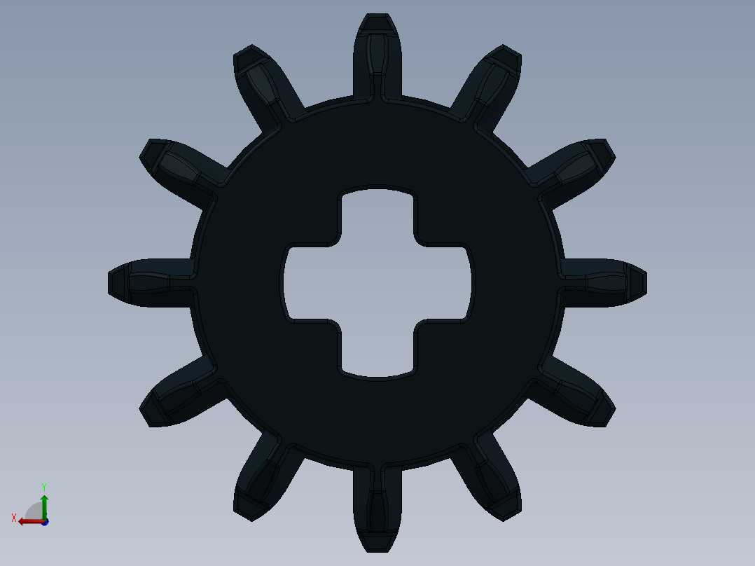 32270 - 4177431 - Black Technic Gear 12 Tooth Double Bevel.SLDPRT后视图