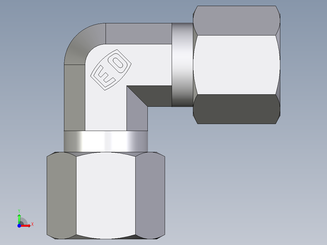 卡套式工业通用硬管接头EO_Union_elbow_W08L71前视图
