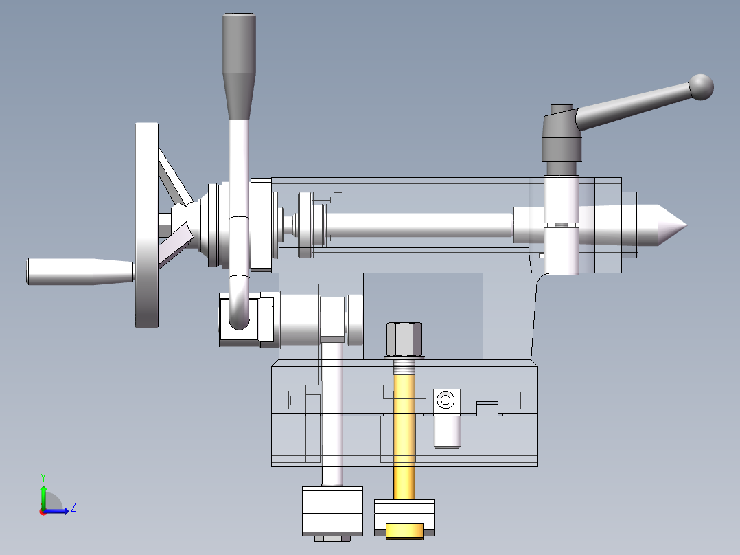 车床尾架结构设计及仿真左视图