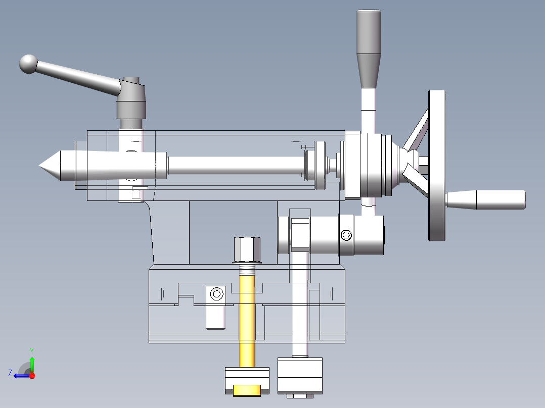 车床尾架结构设计及仿真右视图