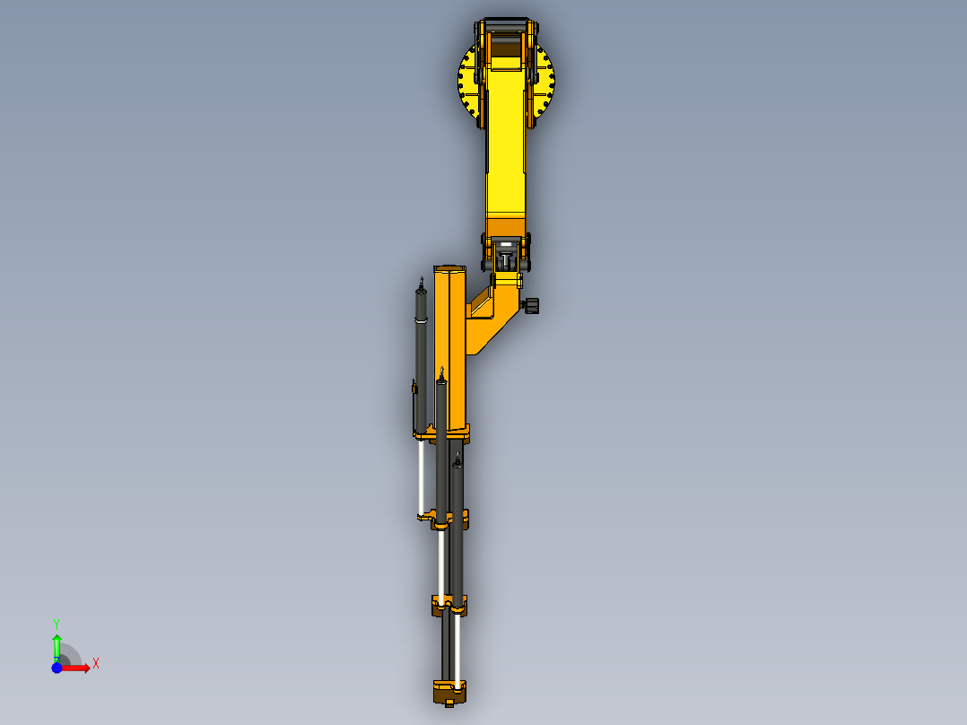 随车吊带起重机支架吊臂3D数模图纸 STEP格式前视图