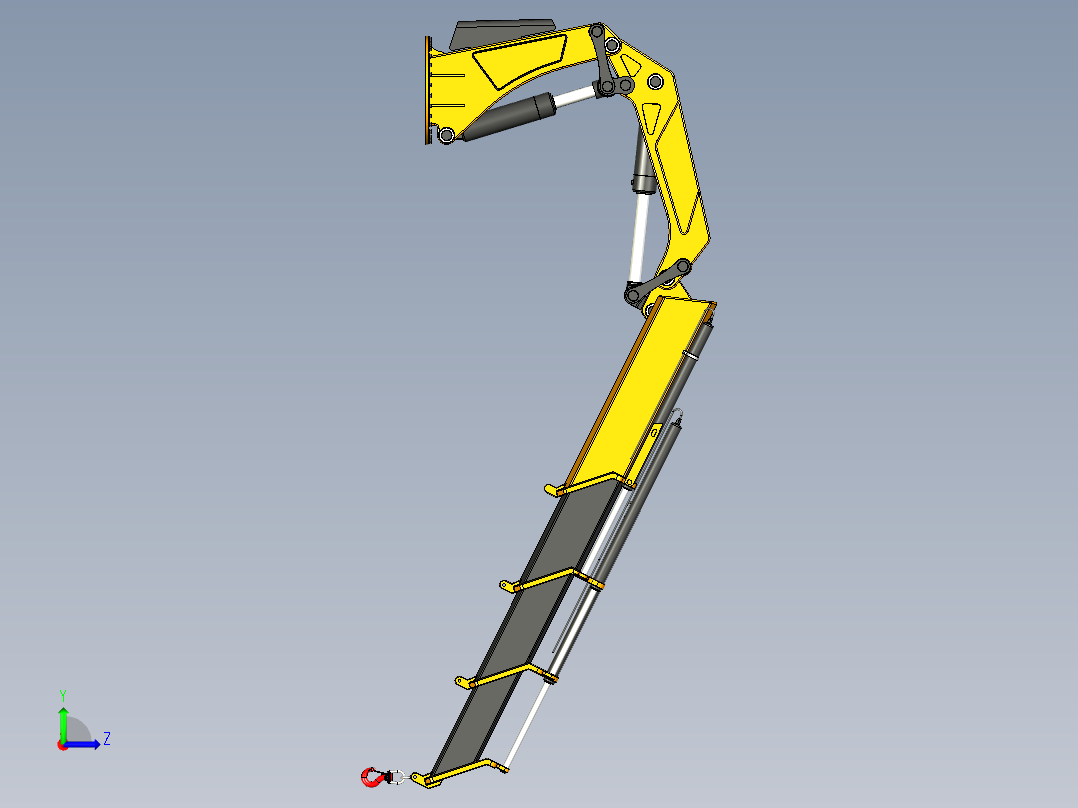随车吊带起重机支架吊臂3D数模图纸 STEP格式左视图