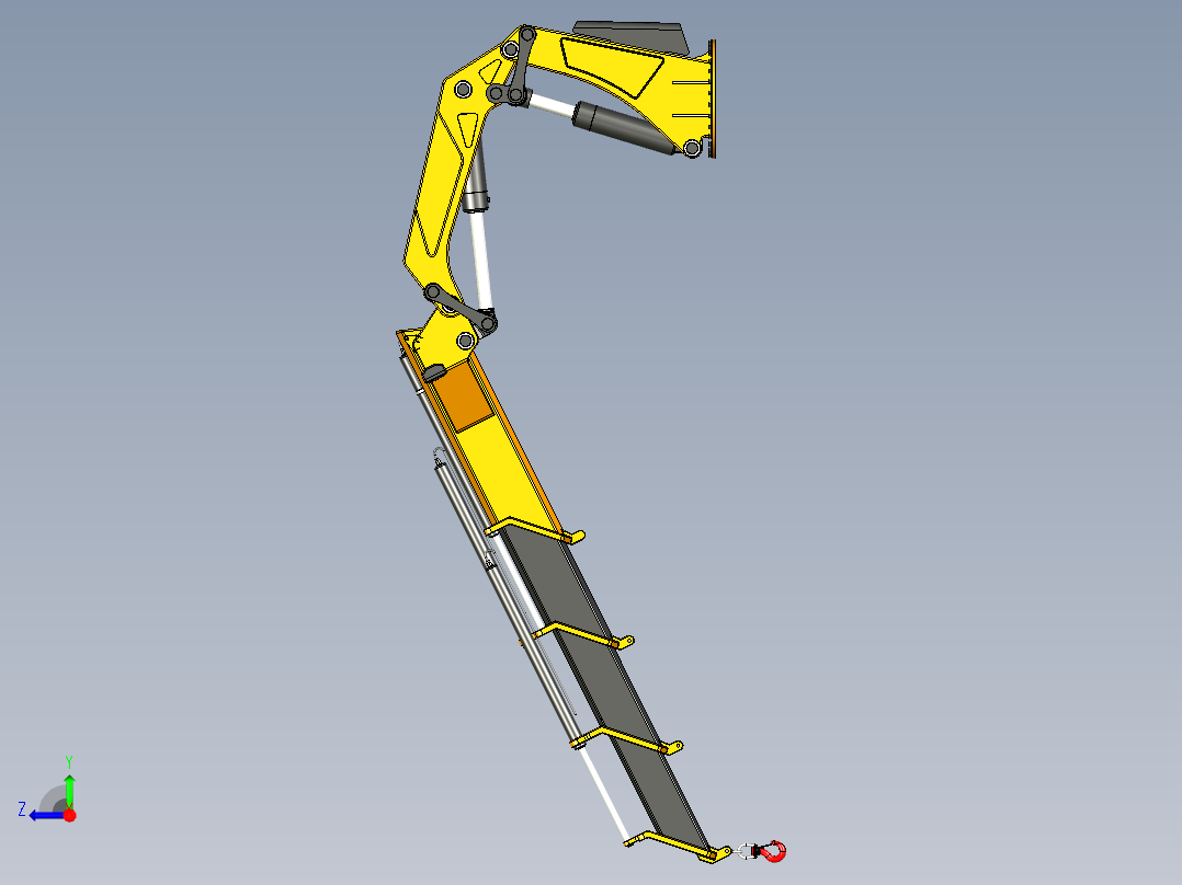 随车吊带起重机支架吊臂3D数模图纸 STEP格式右视图