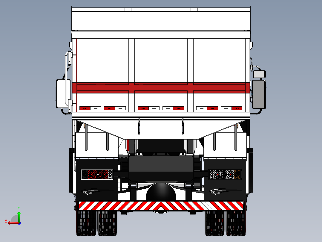 自卸汽车三维模型 SolidWorks 交通工具 机械设备 图纸后视图