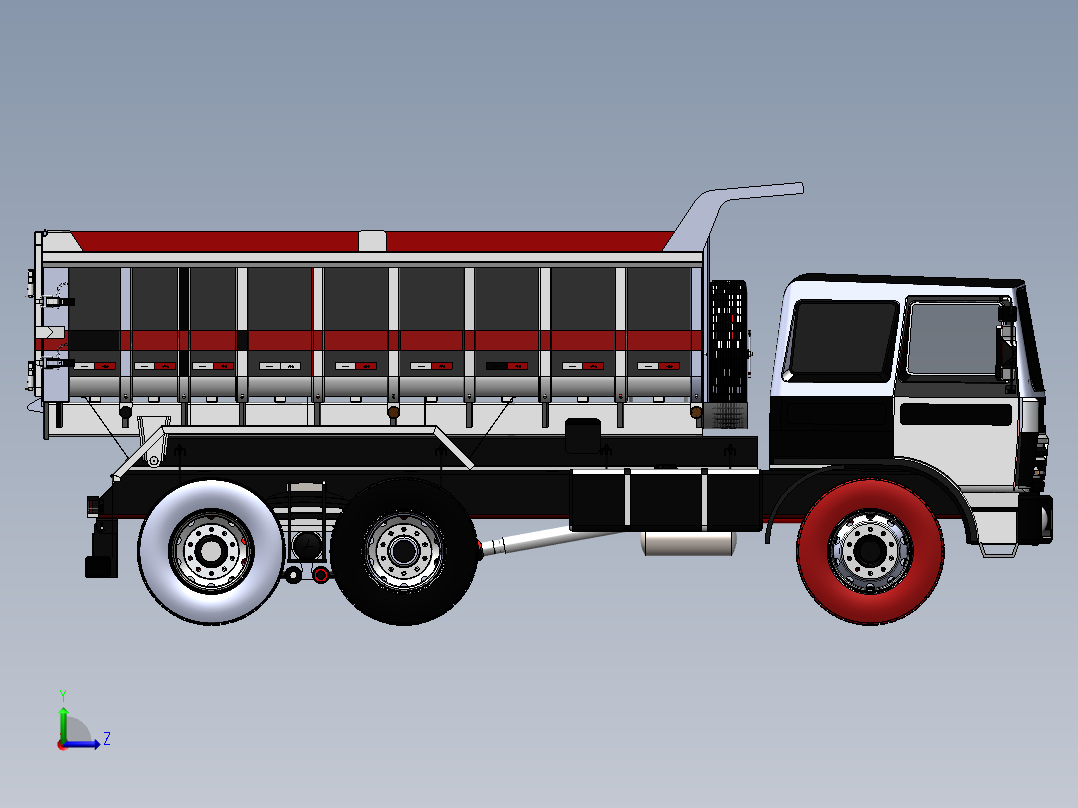 自卸汽车三维模型 SolidWorks 交通工具 机械设备 图纸左视图