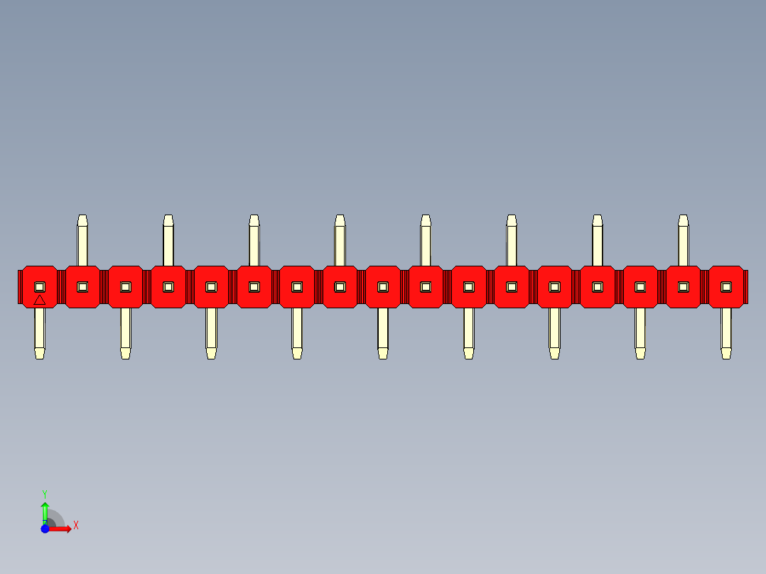 彩色公排针 100mil 2.54mm 系列-DS1022_red_17p_100mil_Type_SMT_R2_rev1.0前视图