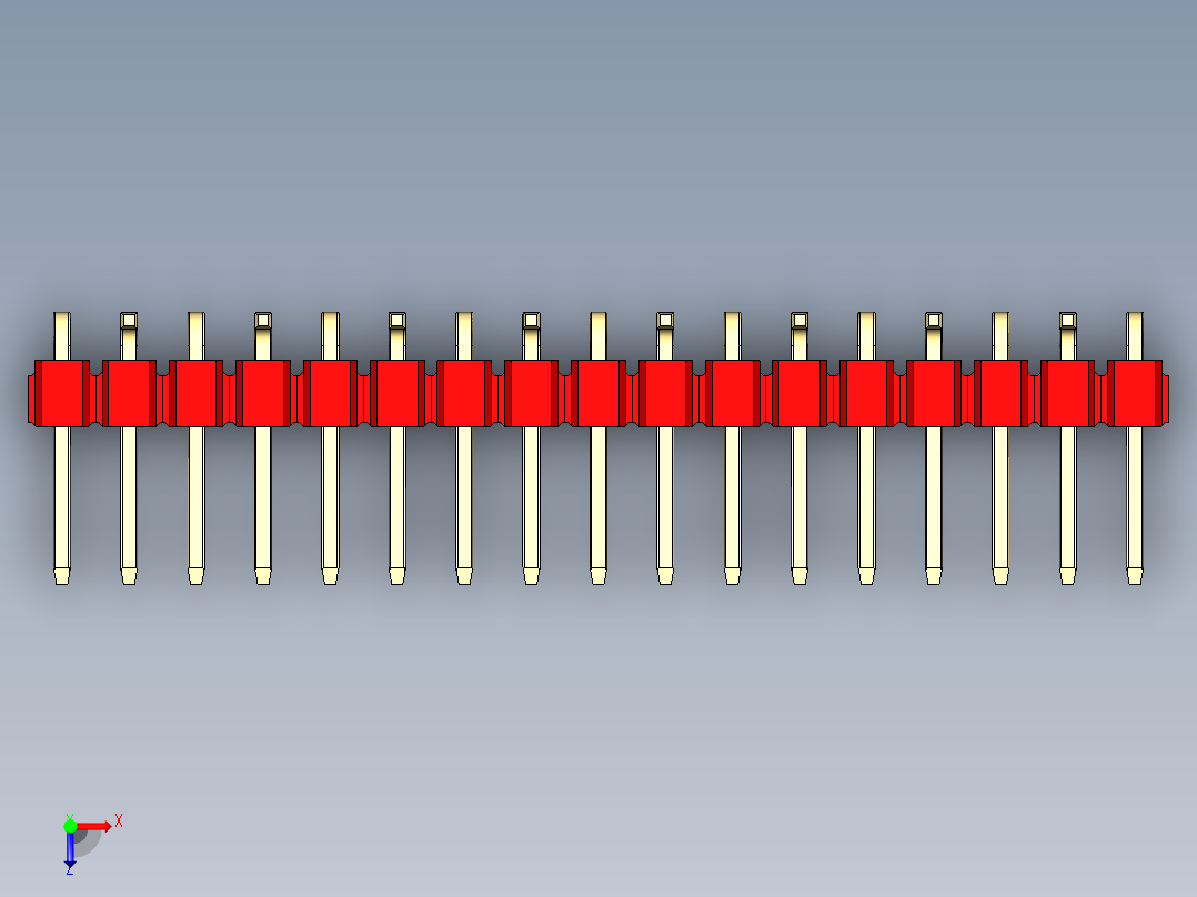 彩色公排针 100mil 2.54mm 系列-DS1022_red_17p_100mil_Type_SMT_R2_rev1.0俯视图