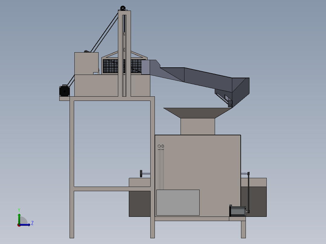 auto egg peeler自动鸡蛋去皮机3D数模图纸 Solidworks设计左视图