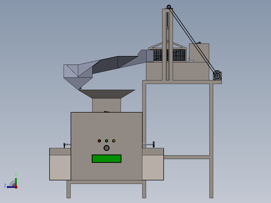 auto egg peeler自动鸡蛋去皮机3D数模图纸 Solidworks设计右视图