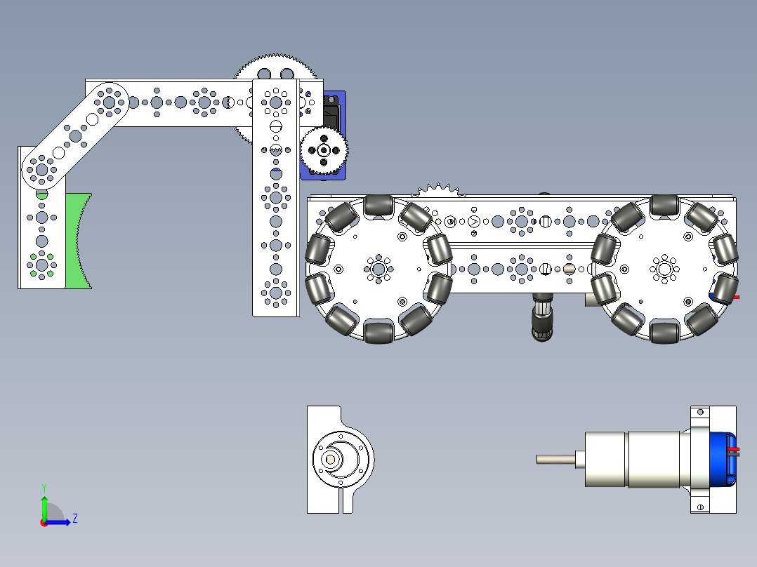 Mr Grabby 2019全向轮机器人车底盘左视图