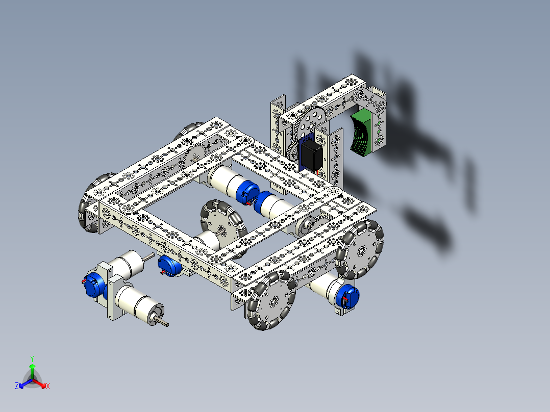 Mr Grabby 2019全向轮机器人车底盘正等轴测图