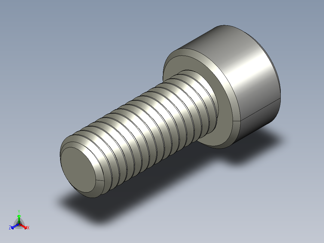 M8 x 1.25mm Thread 20mm LONG SOCKET HEAD CAP SCREW.STEP正等轴测图