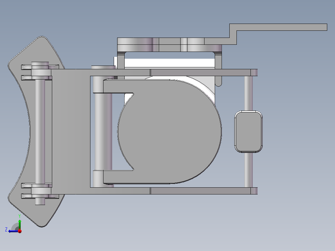 转向架制动器3d图纸 刹车制动夹钳SW设计图纸 刹车片制动器3d模型右视图