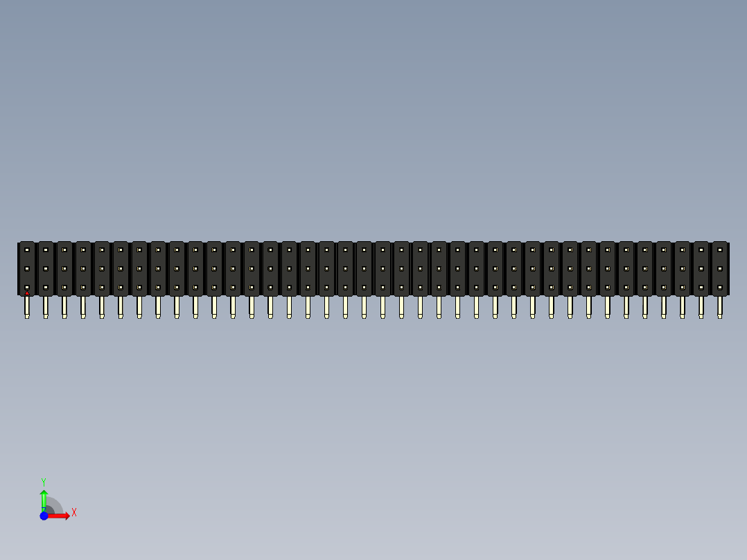彩色公排针 100mil 2.54mm 系列-DS1022_black_3x38p_100mil_TypeD_rev1.0前视图