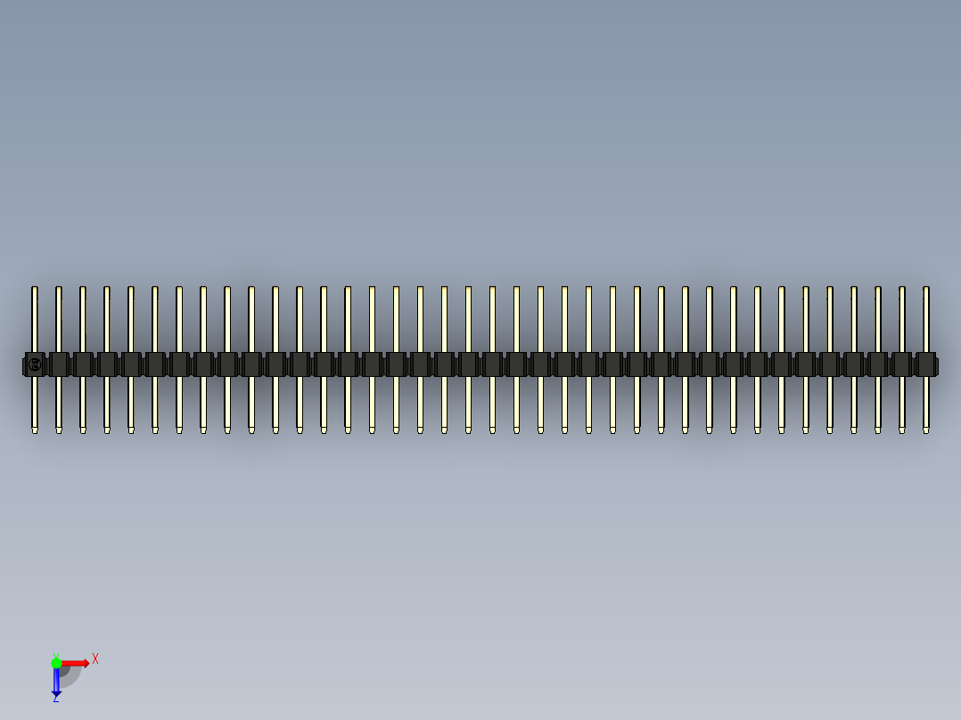 彩色公排针 100mil 2.54mm 系列-DS1022_black_3x38p_100mil_TypeD_rev1.0俯视图