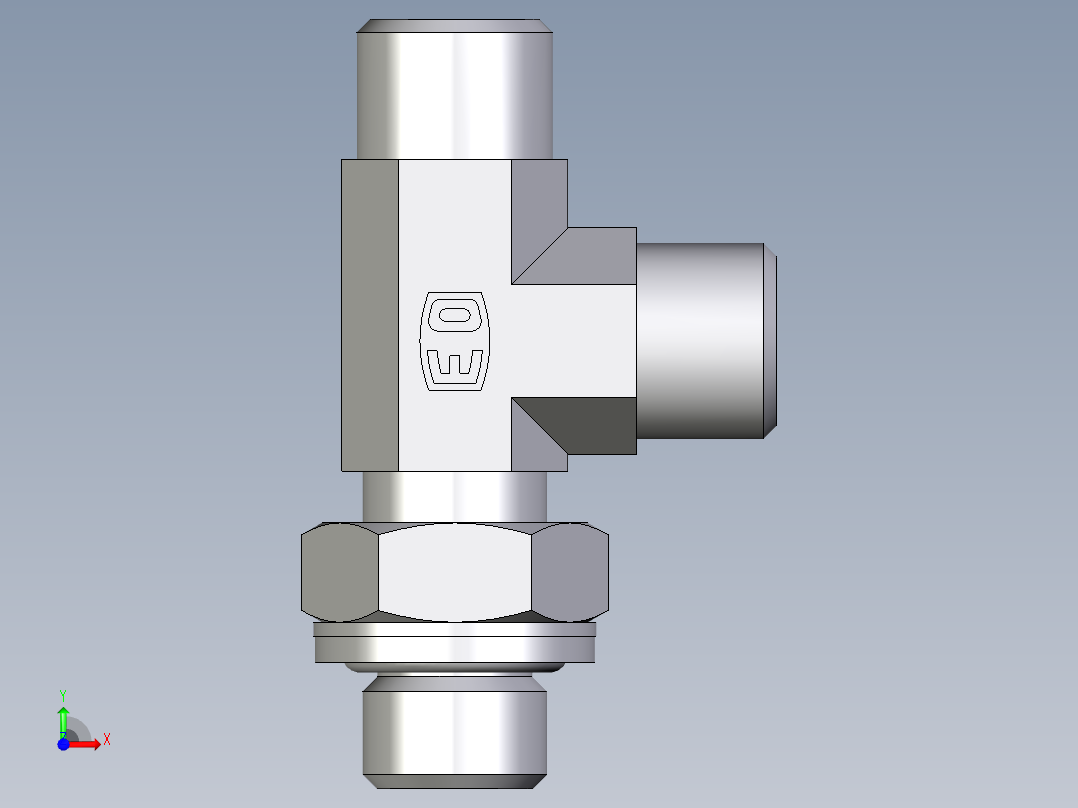 卡套式工业通用硬管接头EO_Adjustable_locknut_run_tee_LEE08LROMDCF前视图