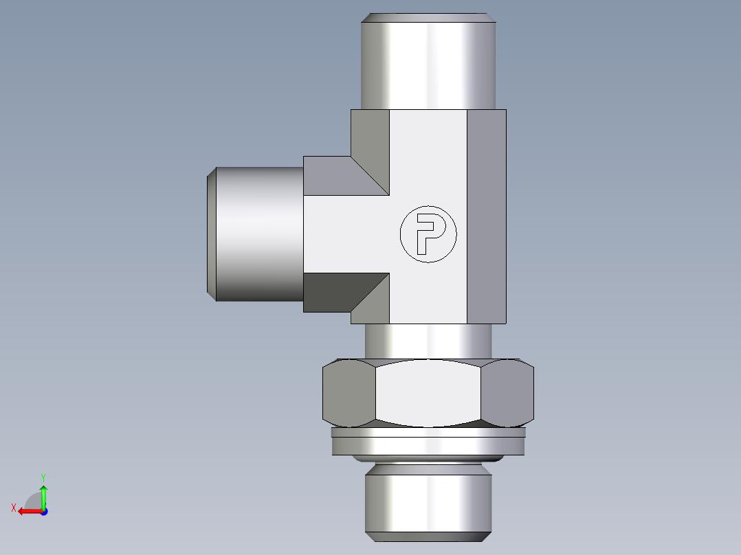 卡套式工业通用硬管接头EO_Adjustable_locknut_run_tee_LEE08LROMDCF后视图