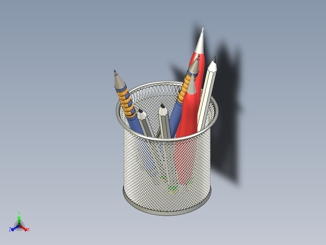 笔筒正等轴测图