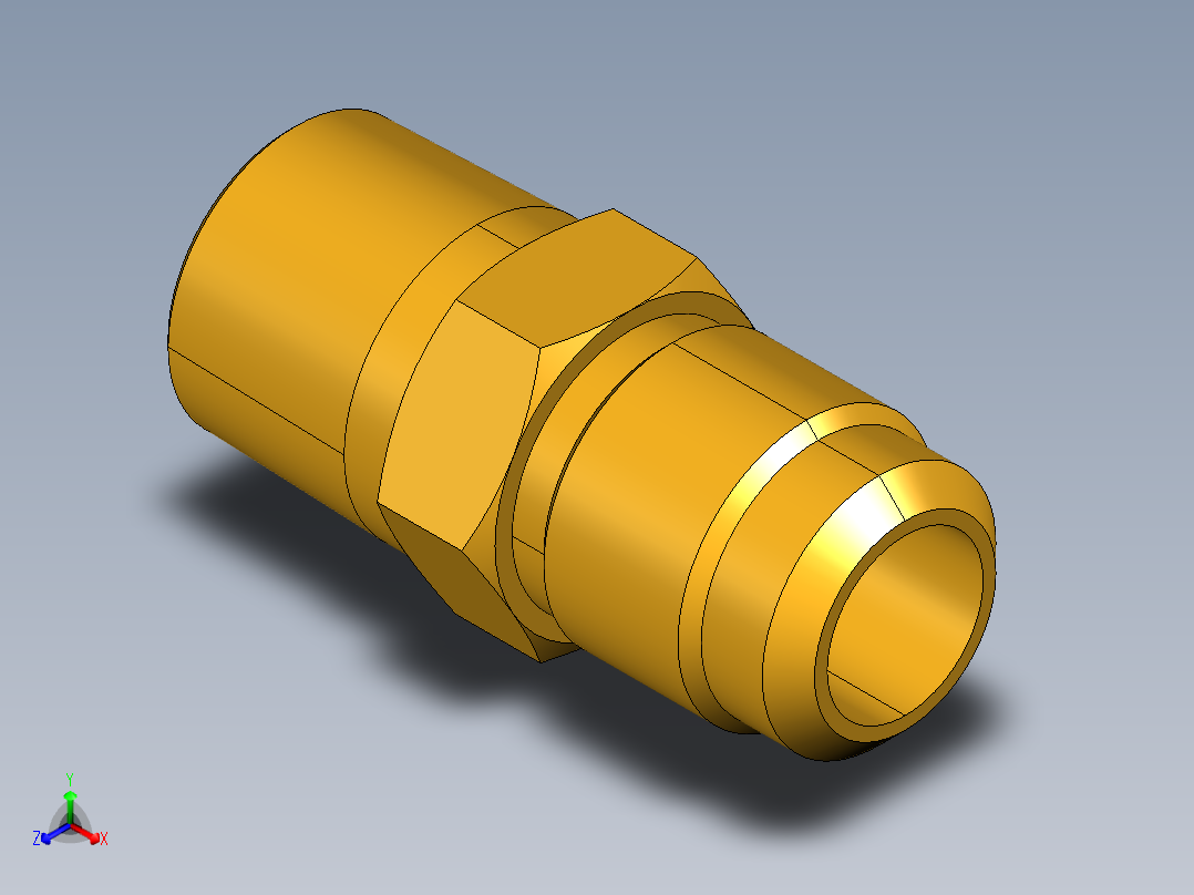 扩口式工业通用硬管接头Male Connector 48F-10-8正等轴测图