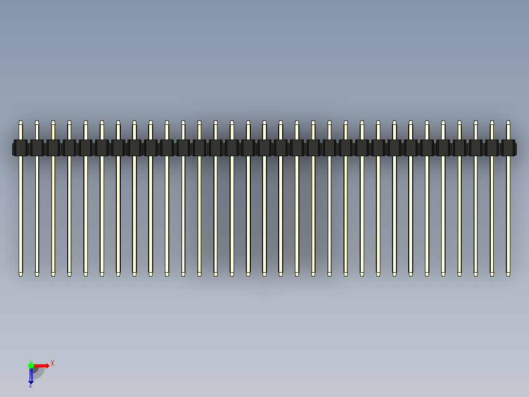 彩色公头100mil（2.54mm）系列-DS1021_black_1x31p_100mil_Type19_rev1.0俯视图