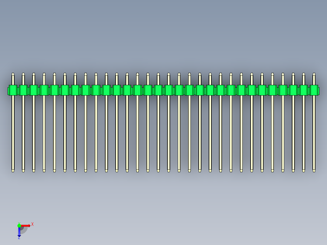彩色公头100mil（2.54mm）系列-DS1021_green_3x30p_100mil_Type19_rev1.0俯视图