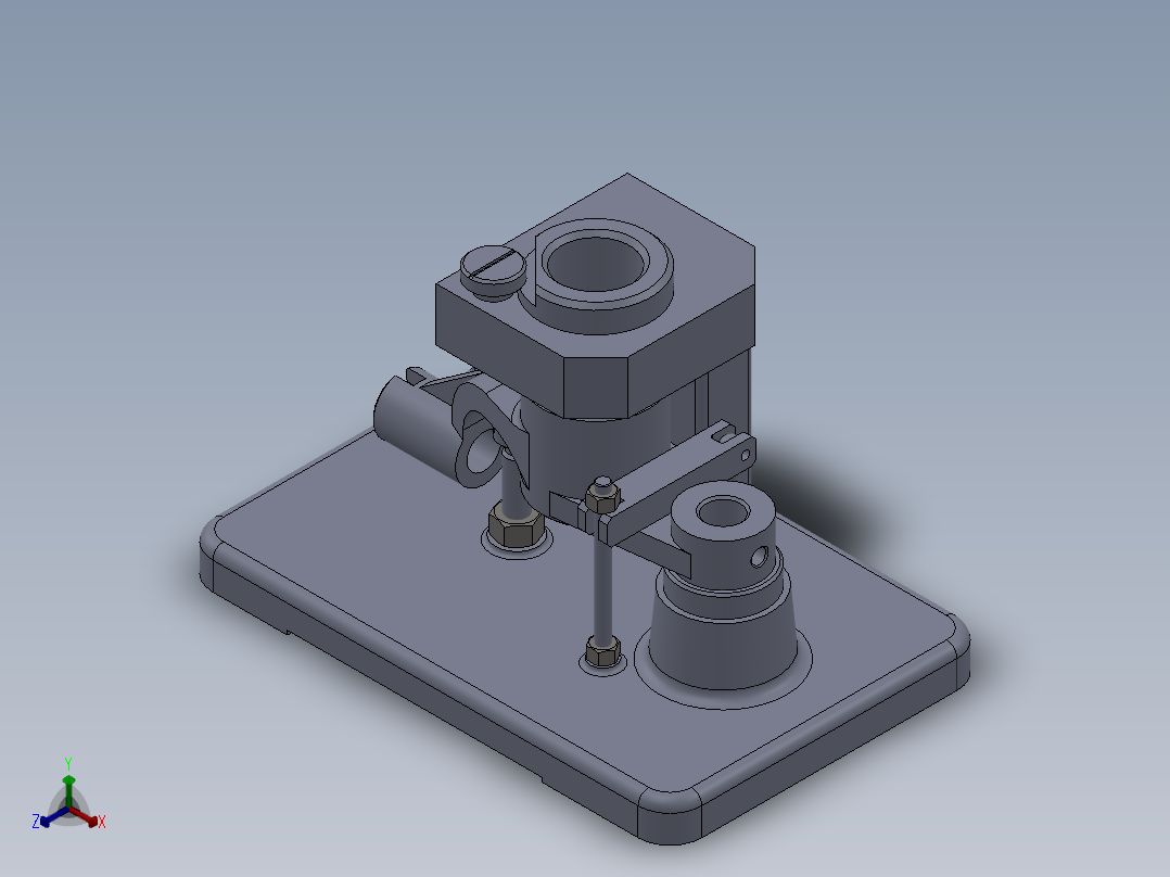 推动架钻扩32孔三维夹具【含三维SolidWorks】正等轴测图