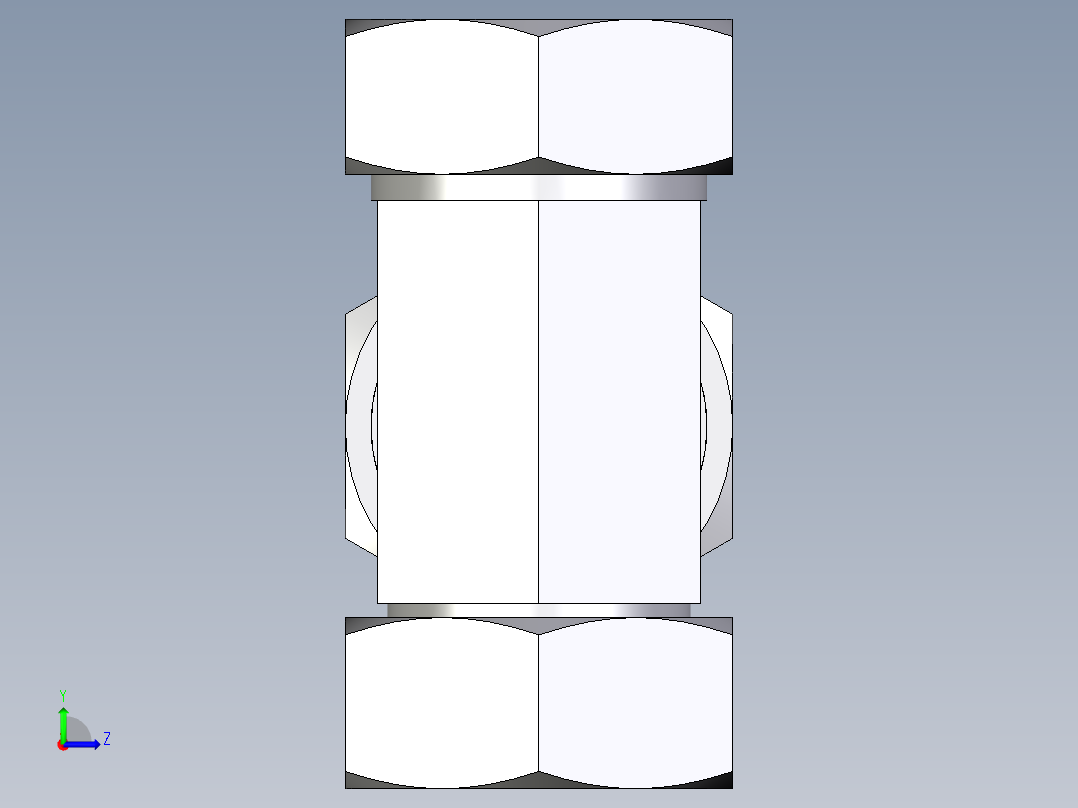 卡套式工业通用硬管接头EO_Swivel_nut_run_tee_EL42ZLCF左视图