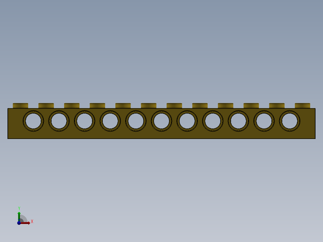 乐高机械组积木（横梁）-389524 Bright Yellow Technic Brick 1 x 12 with Holes前视图