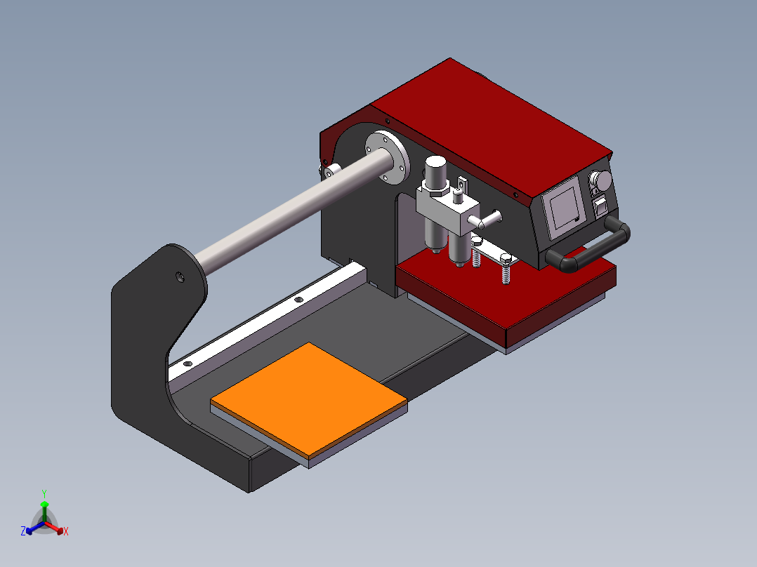 上滑气动双工位烫标机sw18可编辑正等轴测图