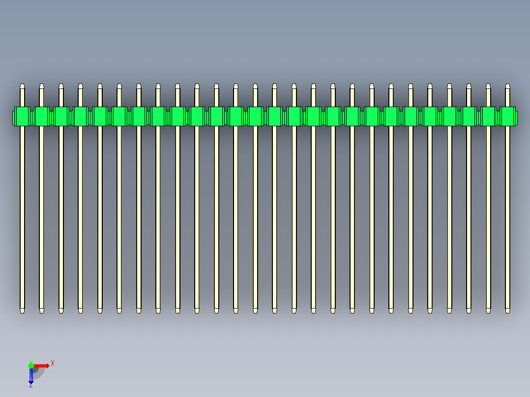 彩色公头100mil（2.54mm）系列-DS1021_green_1x26p_100mil_Type43_rev1.0俯视图