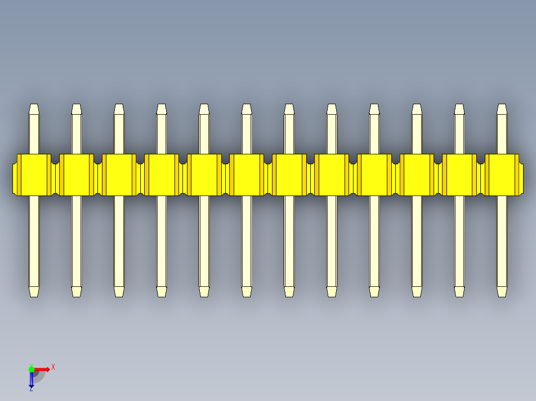 彩色公头100mil（2.54mm）系列-DS1021_yellow_2x12p_100mil_Type1_rev1.0俯视图