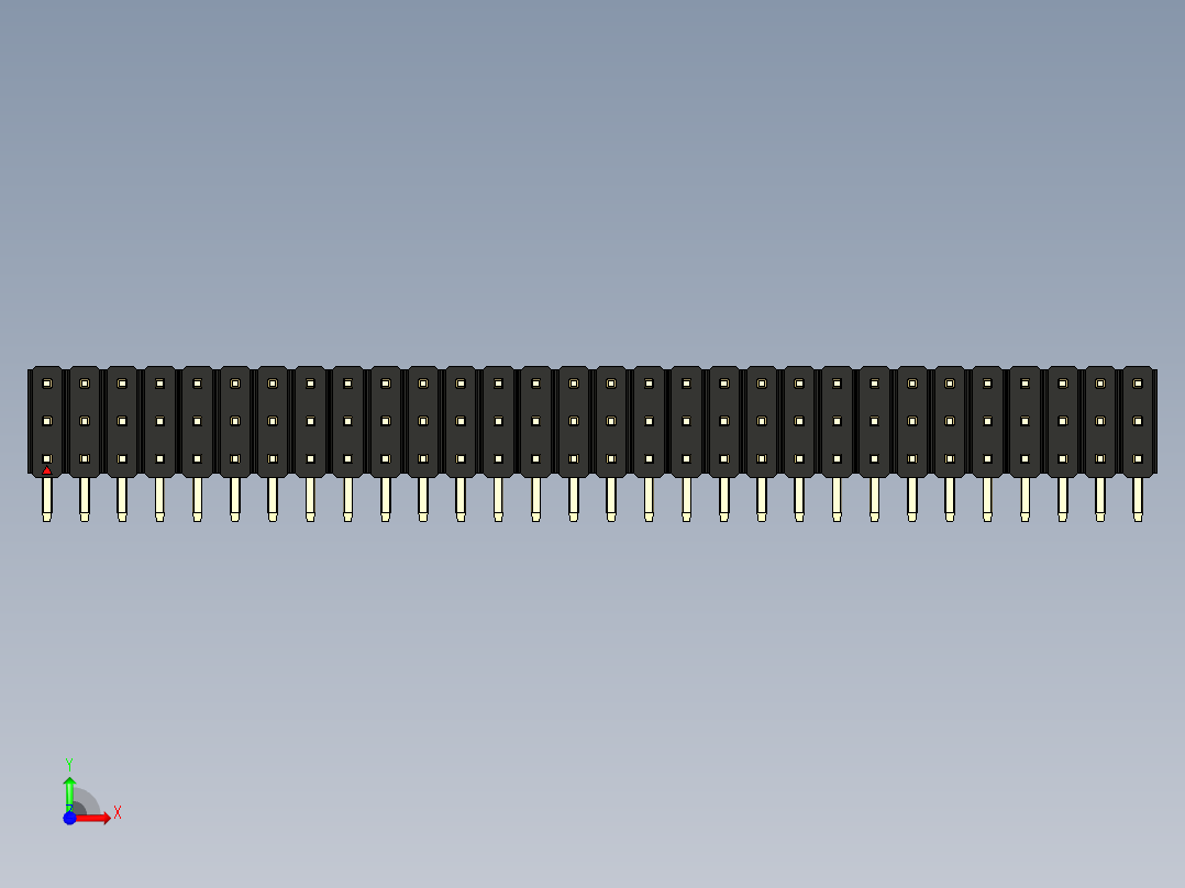 彩色公排针 100mil 2.54mm 系列-DS1022_black_3x30p_100mil_TypeD_rev1.0前视图