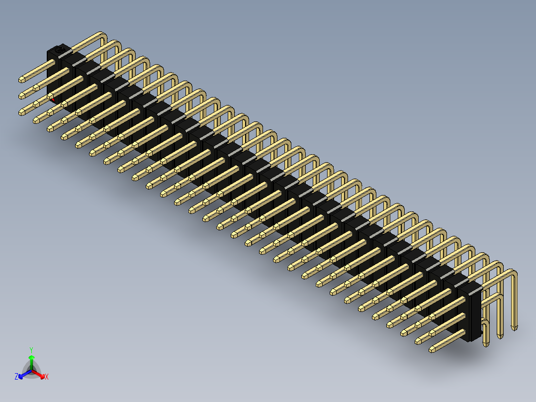 彩色公排针 100mil 2.54mm 系列-DS1022_black_3x30p_100mil_TypeD_rev1.0正等轴测图