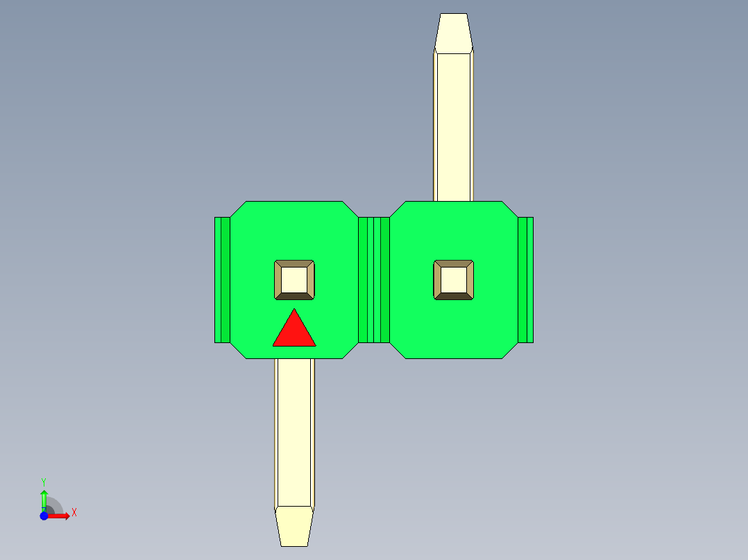 彩色公排针 100mil 2.54mm 系列-DS1022_green_02p_100mil_Type_SMT_R2_rev1.0前视图