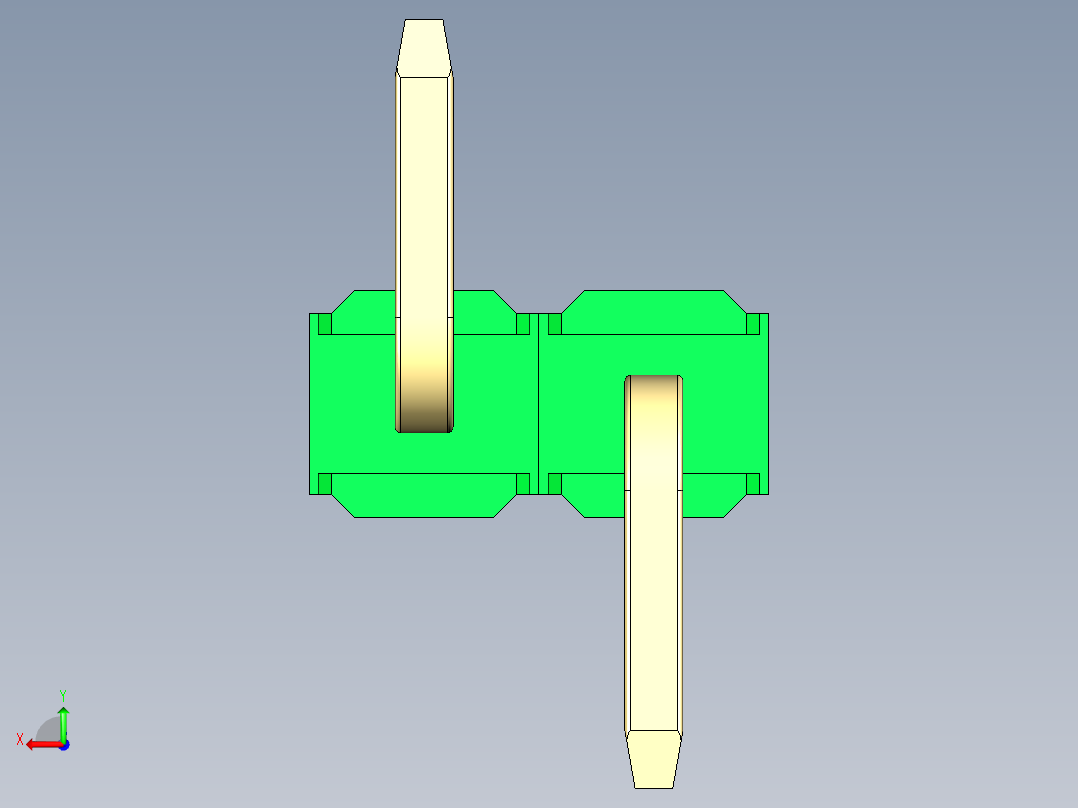 彩色公排针 100mil 2.54mm 系列-DS1022_green_02p_100mil_Type_SMT_R2_rev1.0后视图