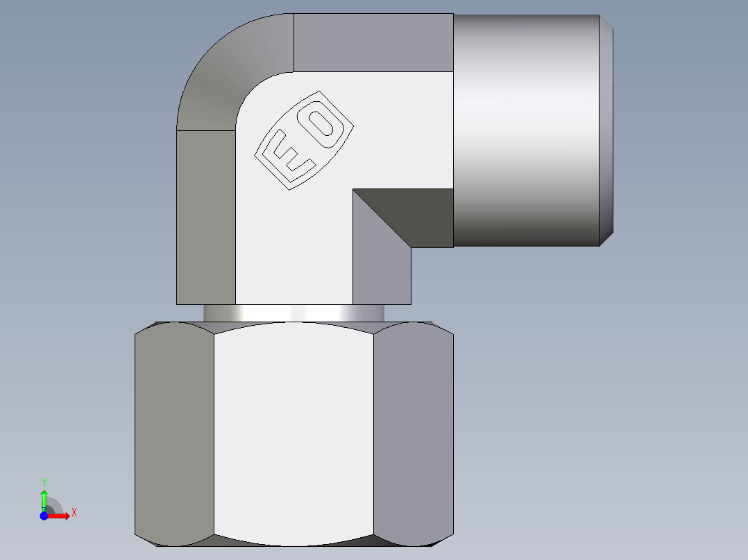 卡套式工业通用硬管接头EO_Swivel_nut_elbow_EW10LOMDCF前视图